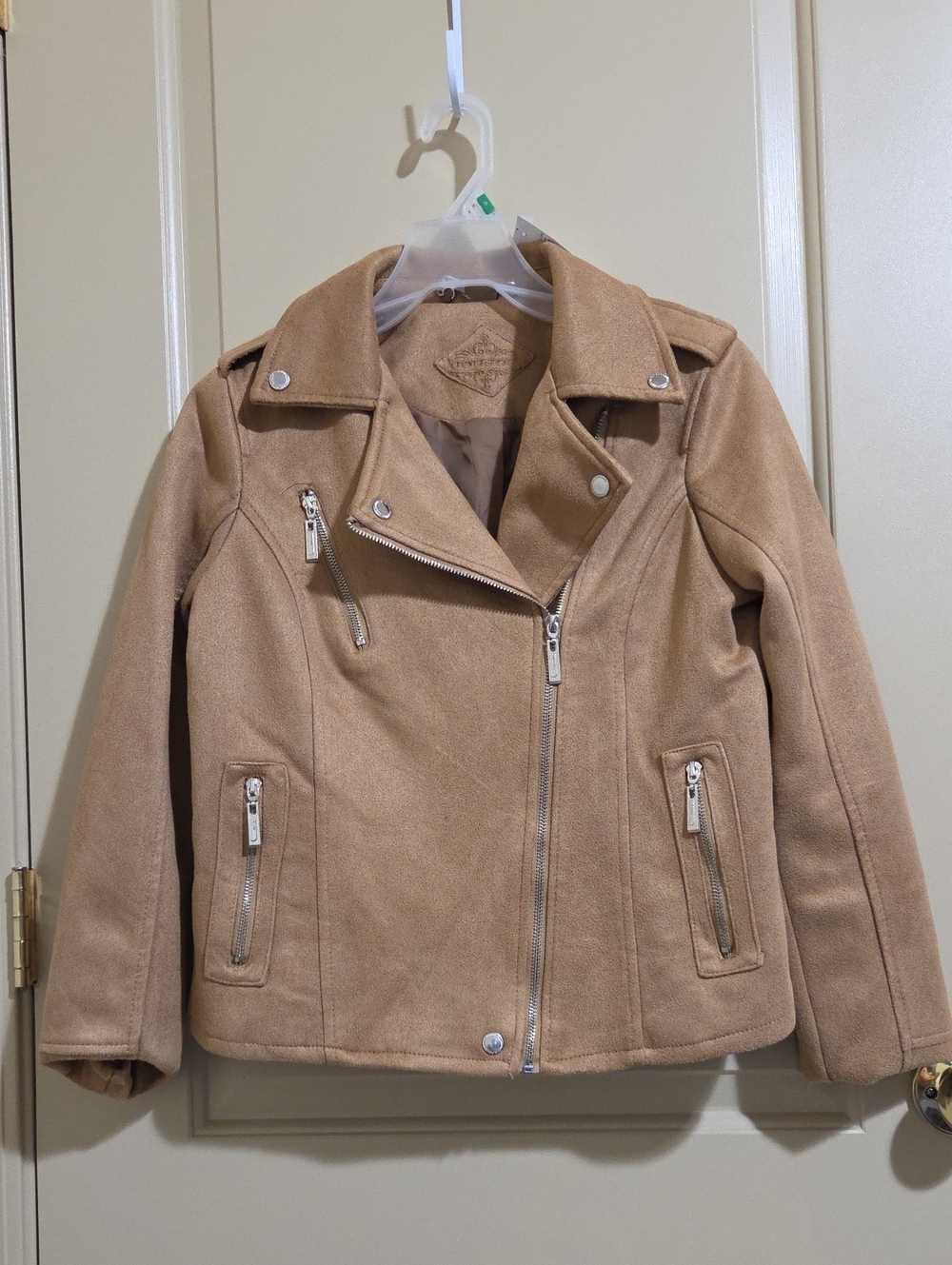 Jou Jou Women Tan Suede Moto Jacket